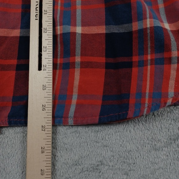 Lucky Brand‎ Shirt Mens Medium Red Plaid Flannel Western Pearl Snap Cotton - Picture 7 of 7